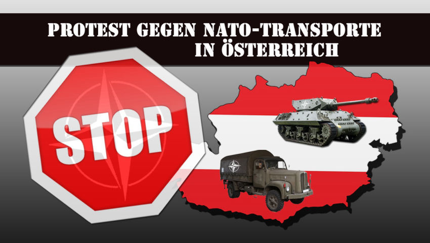 Protest gegen NATO-Transporte in Österreich