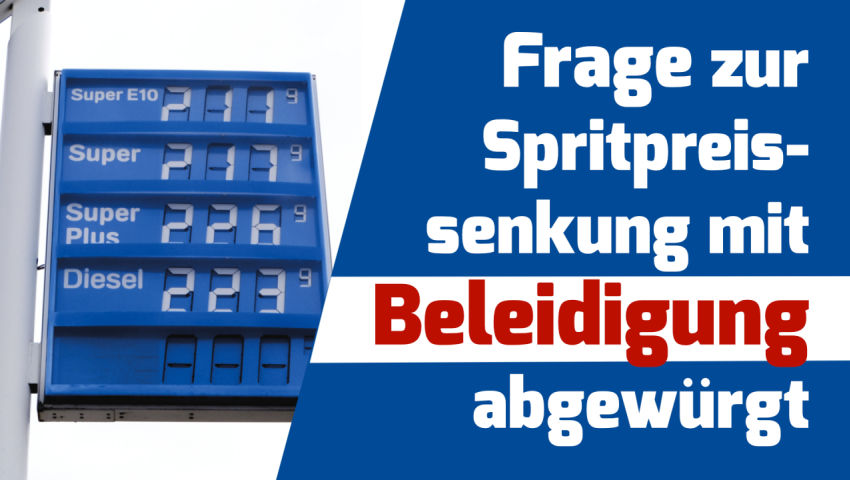 Frage zur Spritpreissenkung mit Beleidigung abgewürgt