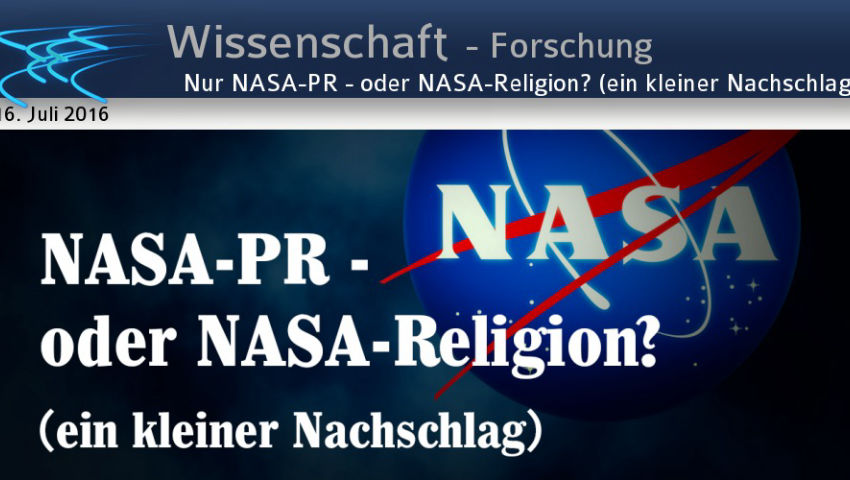 Nur NASA-PR - oder NASA-Religion? (ein kleiner Nachschlag)